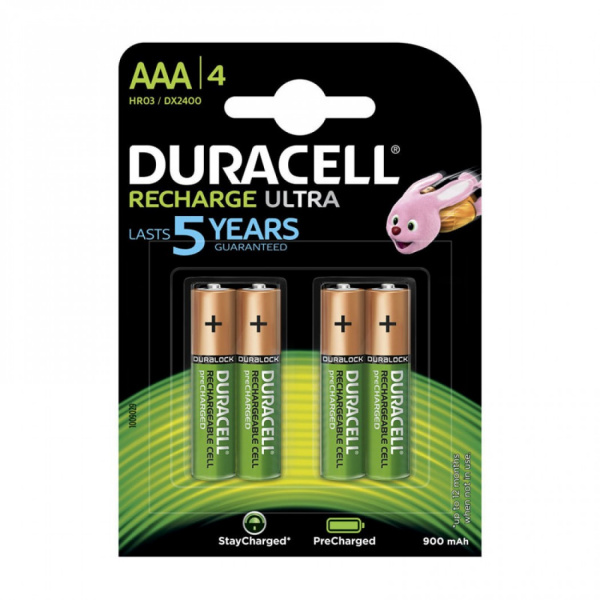 Аккумулятор Duracell HR03 900мА*ч [AAA, Ni-MH, 1.2В, до 1000 циклов перезарядки]