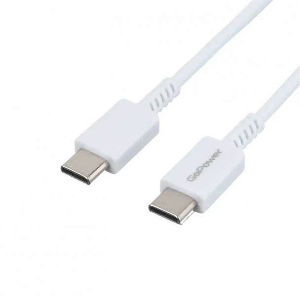Кабель соединительный USB 2.0 Type-C - Type-C GoPower 3.0A 60W 1 м. белый
