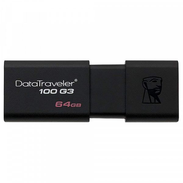 USB Flash 64Гб. Kingston DT100G3/64Gb [USB 3.0, цвет: черный, корпус: пластик]