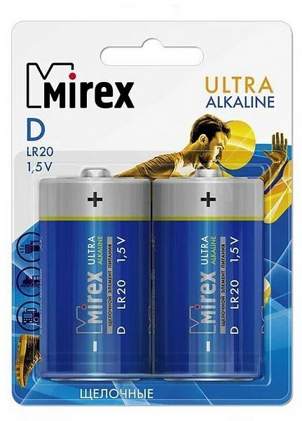 Батарейка MIREX LR20 ALKALINE [D, алкалиновая, 1.5В]