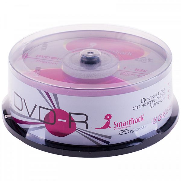 Диск DVD-R 4.7Gb Smart Track 16х Cake Box