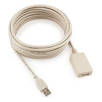 Кабель удлинительный USB 2.0 А(M)-A(F) Cablexpert [4.8 м., активный, серый, блистер]
