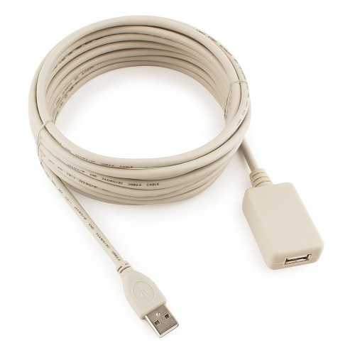 Кабель удлинительный USB 2.0 А(M)-A(F) Cablexpert [4.8 м., активный, серый, блистер]