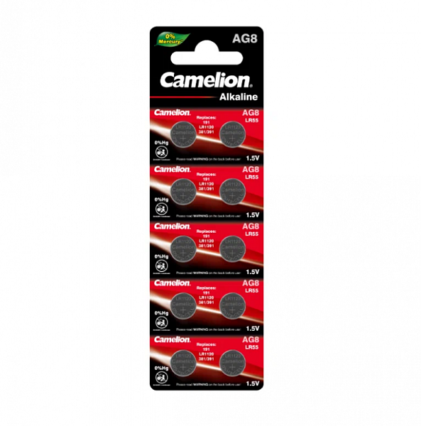 Батарейка Camelion AG8 (G8/G08/LR1120/LR55/91A/191/391A) BL10