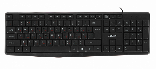 Клавиатура проводная Acer OKW121 черная [USB, мембранная]