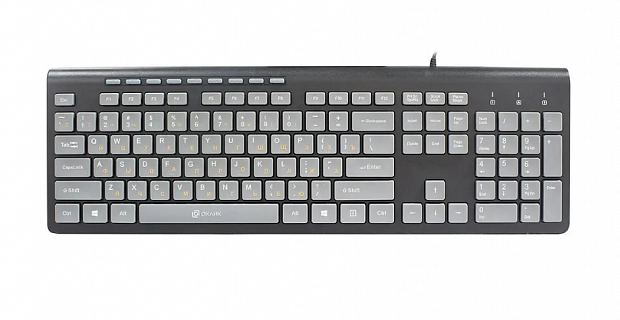 Клавиатура проводная Oklick 480M черная/серая [USB, мембранная, 113+9 доп.клавиш, 1,5 м.]
