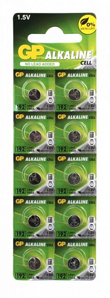 Батарейка GP LR41/AG3/192 [алкалиновая, 1.5В, d 7,9*3,6 мм.]