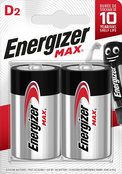 Батарейка Energizer MAX LR20 FSB2 [1.5В, D, щелочная]