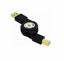Кабель соединительный USB 2.0 А(M)-B(M) Konoos [0.75 м., черный, рулетка, позол.разъемы, блистер]