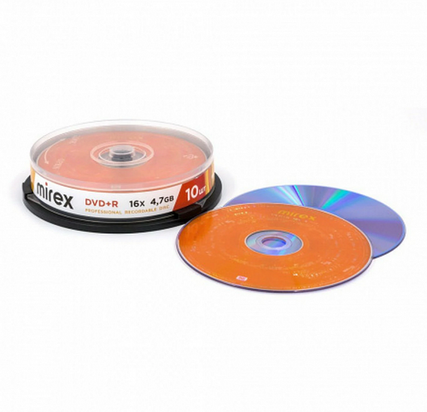 Диск DVD+R Mirex [4.7Гб, 16x, cake box 10 шт]