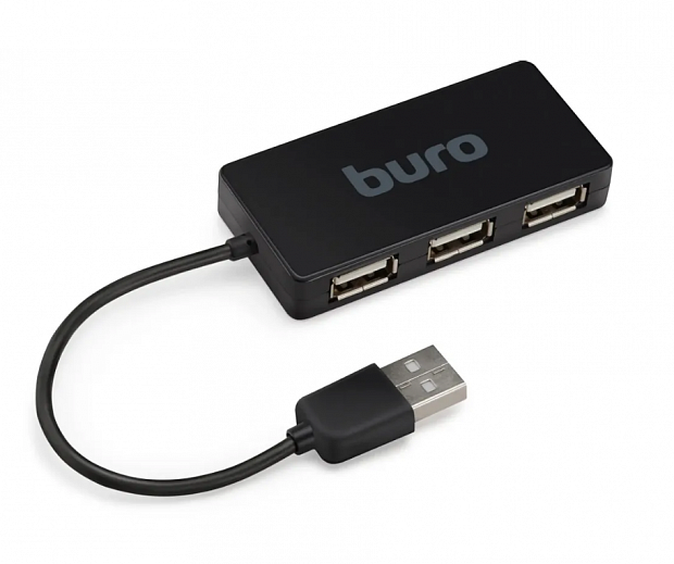 USB-хаб BURO BU-HUB4-U2.0-Slim, 4xUSB 2.0, черный