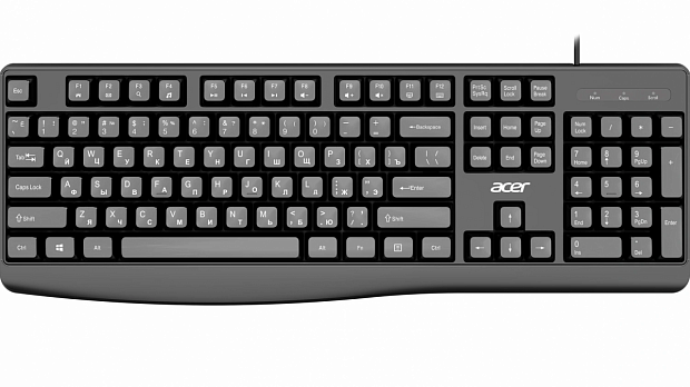 Клавиатура проводная Acer OKW301 черная [USB, мембранная]