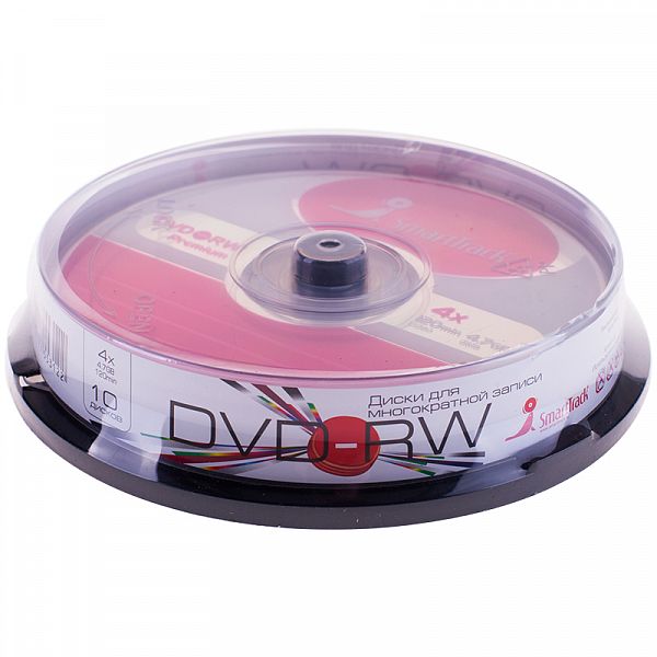 Диск DVD-RW 4.7Gb Smart Track 4x Cake Box