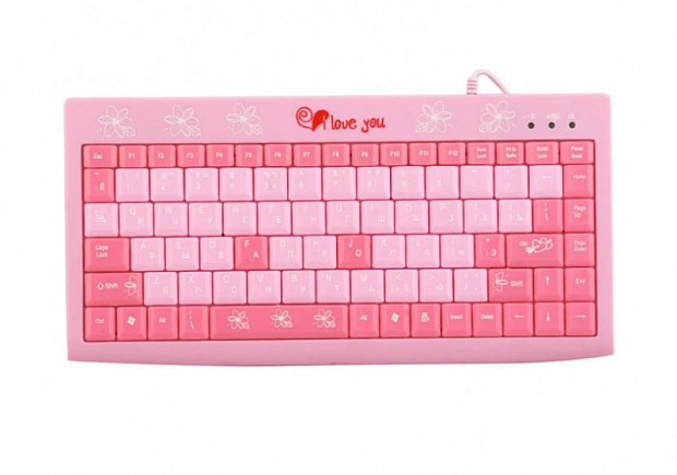 Клавиатура проводная SVEN Standard Mini 4000 "I Love you" розовая [USB, мембранная, клавиш - 104]
