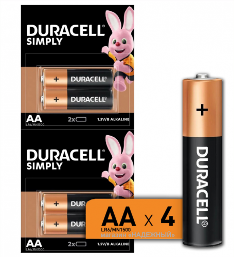 Батарейка DURACELL AА 1,5V LR6 BASIC 2BL/4BL отрывной набор