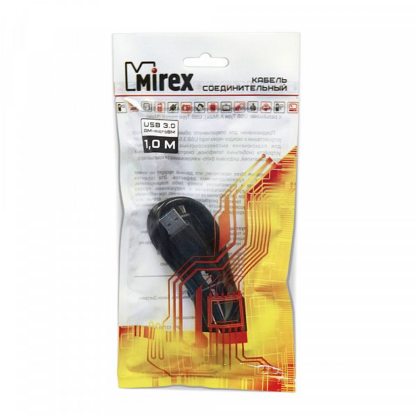 Кабель соединительный USB 3.0 А(M)-Micro-USB Mirex [1.0 м., черный, двойной экран]