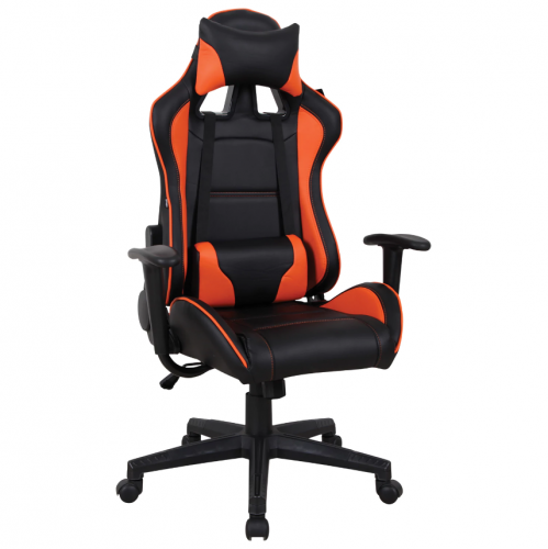 BRABIX GT Racer GM-100 две подушки, экокожа, черное/оранжевое