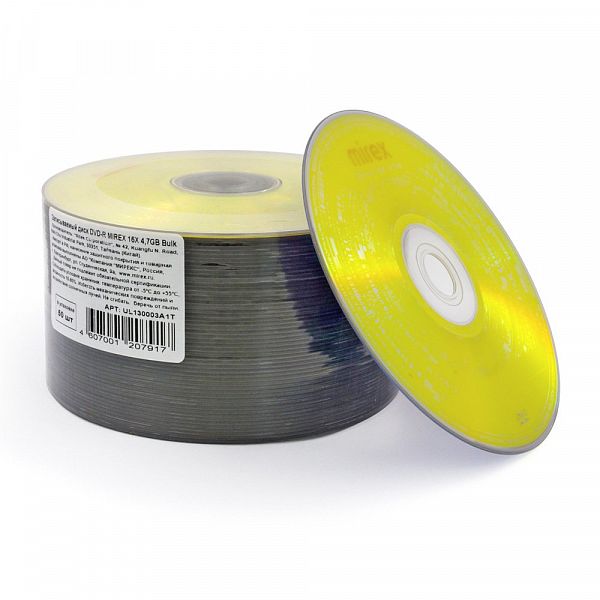 Диск DVD-R Mirex [4.7Гб, 16x, термоупаковка 50 шт.]