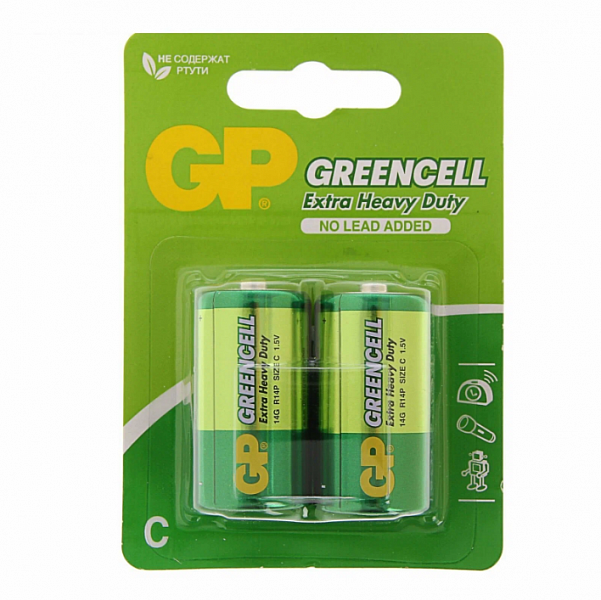 Батарейка GP R14 GREEN CELL 14G-BC2 (BL-2/20/160)
