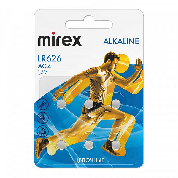 Батарейка MIREX AG4/LR626 [щелочная, 1.5В]